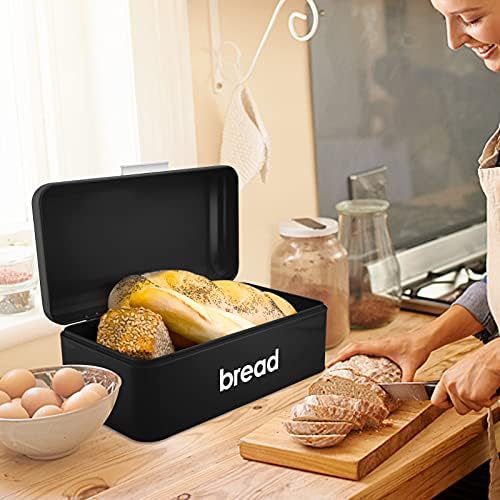 Реколта Хлебница E-far за кухненски плотове, Черен Метален Контейнер за съхранение на хляб, Ретро-Хлебница за