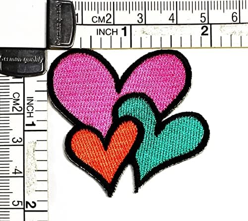 Kleenplus Цветни Сърдечни Ивици Сърцето на Красива Стикер Любов Ръчно Бродирана Нашивка Изкуство Ремонт на Шевни Плат