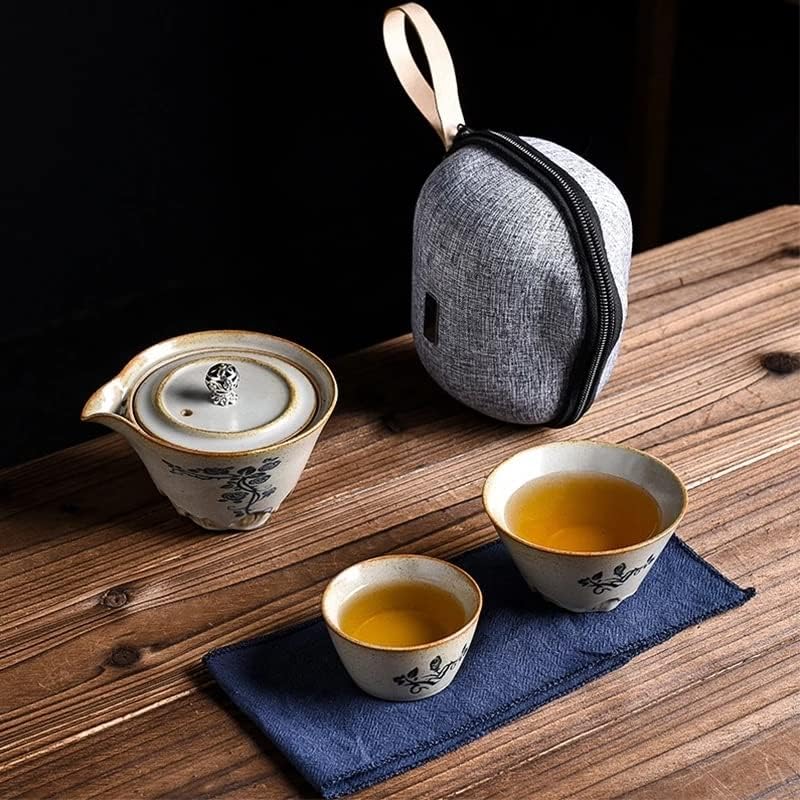 универсален Японски Ретро Преносим Пътен Чай Малък Набор от Едно Гърне с Две Чаши Пътна Капак на Купата Чаена Чаша Открит