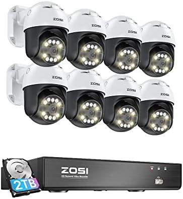 Система за видеонаблюдение ZOSI 4K PoE с функция за разпознаване на кола по лице с изкуствен интелект, Градинска PTZ камера