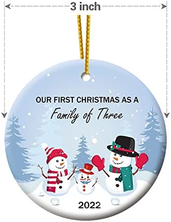 Първата ни Коледа в семейство от трима души 2022, Украса за Коледната Елха, Подарък за спомен под формата на Снежен за Нови родители