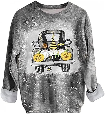 Дамски пуловери с завязками на Хелоуин, блузи, ежедневни блуза с кръгло деколте и писмото на модел, риза, hoody