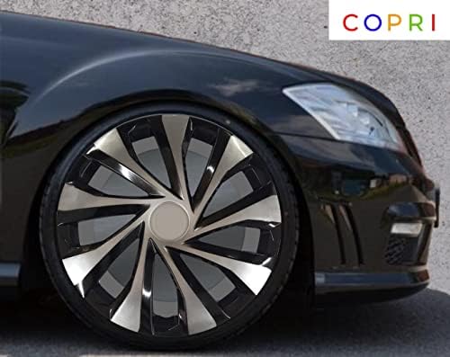 Комплект Copri от 4 Джанти накладки 16 инча, Сребристо-черен на цвят, с защелкивающимся капак, Подходящи за Audi