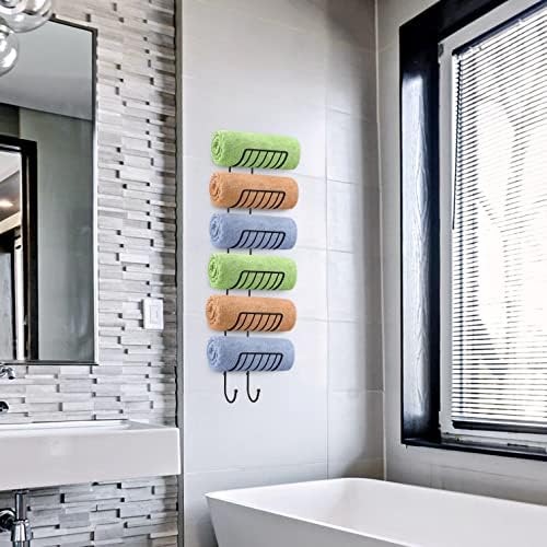 Държач за кърпи за монтиране на стена в банята, Комплект за монтиране на стена на кърпи в баня, Черен, определени