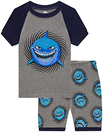 Пижами KikizYe Boys Shark С къс Ръкав, Детска Лятна Пижама, Размер 5