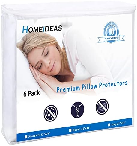 HOMEIDEAS 6 Опаковки предпазни възглавници на цип King Size - Водоустойчиви Защитни тампони и калъф за възглавници