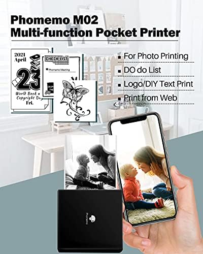 Мини принтер за бележки Phomemo - M02 ocket Термален Мини-Мобилен принтер с Bluetooth 3 Ролята на хартия,