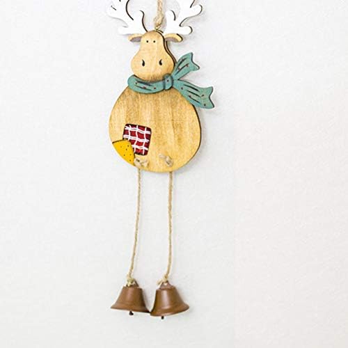 Коледна Украса Happyyami 2 елемента Коледни Дървени Изрезки с Декорация във формата на Колокольчика Висящи