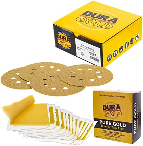 5-инчов златни Шлифовъчни дискове Dura-Gold Премиум-клас с шкурка 80 (в кутия 50 броя) и салфетки Dura-Злато,