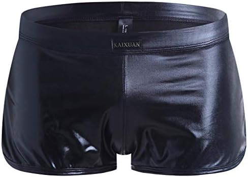 Мъжки боксерки-имитация на панталони, кожени мъжки секси бельо, слипове, лакированное мъжко бельо, торбичка за мъжественост