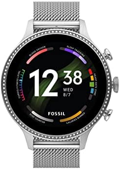 Смарт часовници Fossil Унисекс Gen 6 със сензорен екран от мрежа от неръждаема стомана 42 мм Цвят: сребрист (модел: