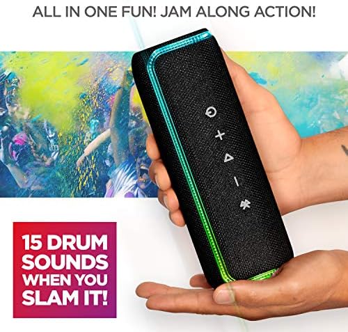 ION Audio Шлем Jam -Водоустойчив Bluetooth говорител IPX7 с микрофон, акумулаторна батерия, 15 Звуците на барабана, вход