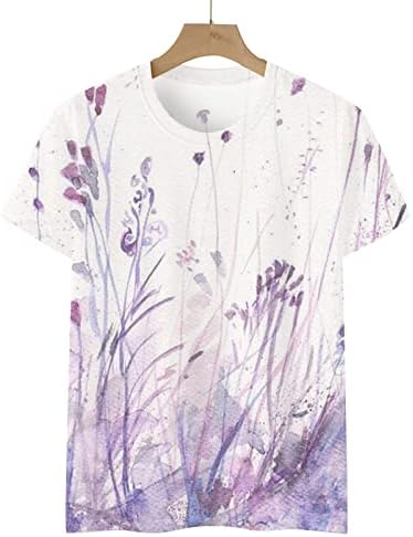 Тениска за Момичета, Есен-Лято, Памук Къс Ръкав, през Цялата Силует, Фигура Туш, Цветен Графичен Топ Тениска за Жени
