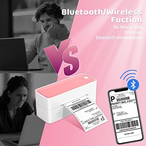 Термотрансферен печат Bluetooth, Безжичен Принтер за етикети Phomemo 4x6 за доставка на колети, Високоскоростен принтер за
