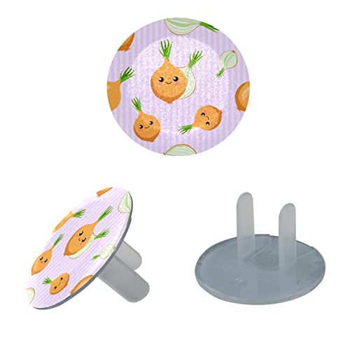 Седалките за контакти Stripe Onions Pink 12 Бр. - Защитни капаци за контакти за деца – Здрави и устойчиви – Лесно да защитават