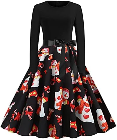 Дамско коледно винтажное рокля-люлка с дълъг ръкав в стил мозайка на 1950-те години, коктейлни рокли за абитуриентски бал