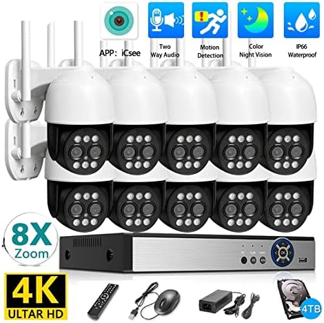 8-Мегапикселов Комплект Безжично видео 4K Камера, WiFi Система за Сигурност H. 265 Plug & Play за Домашна