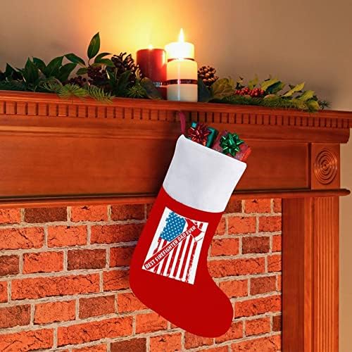 Най-добрият татко-Пожарникар Някога, Коледни Чорапи с Флага на САЩ, Червени Кадифени Чорапи с Бял Пакет шоколадови Бонбони,