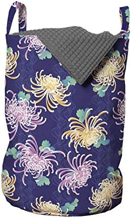 Чанта за дрехи с Хризантемой във формата на Луната, Японски Цвете Модел, Усукани Линии, Разцъфваща Пролет Състав