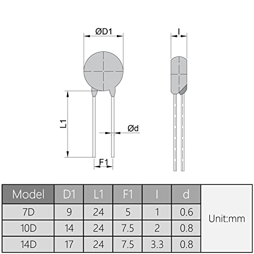 Изберете 10 бр. Радиални Дискови Варисторы ac 510 В 14D511K/F7.5/L24, Резистори, Зависещи от напрежението, за