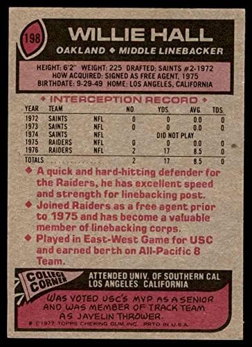 1977 Topps # 198 Уили Хол Окланд Рейдерс (Футболна карта) БИВШ Рейдерс USC
