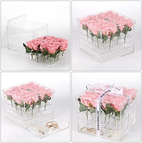 Choowin Прозрачна Акрилна Кутия за цветя, с чекмедже, Акрилна Декоративна Кутия За спомен, Подарък Кутия, в Ковчег за