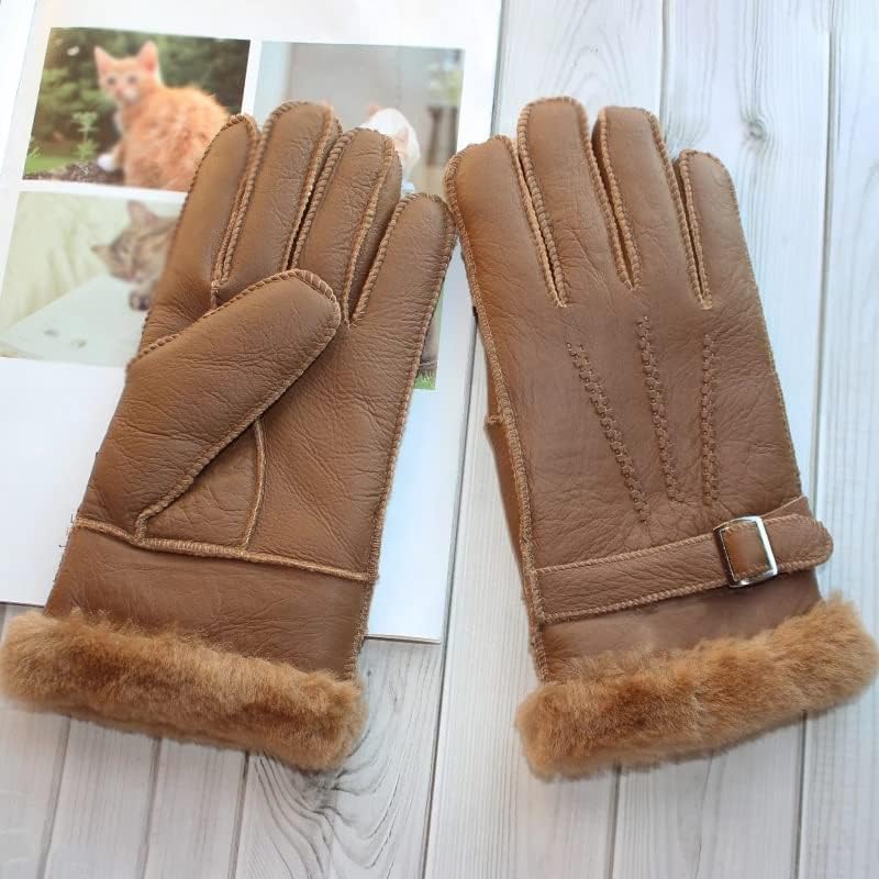 Ръкавици WXBDD Мъжки Дебели Зимни Топли Голям Размер Улични Ветроупорен Със Студена Ръчни Шевове, Зашити Кожени Ръкавици