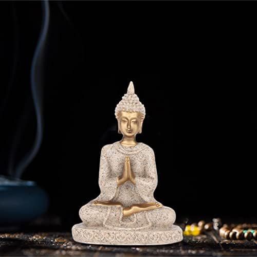 Статуя на Буда 3 инча Малка Заседание За Медитация Резбовани Статуетка на плавателни съдове Статуя на Седнал Буда