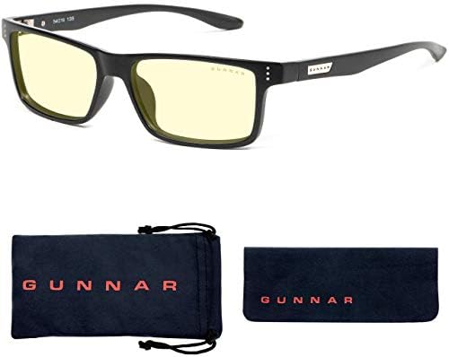 GUNNAR - Очила за четене премиум клас- Блокират 65% синя светлина - Vertex, Оникс, Кехлибарен оттенък, Pwr + 2.0