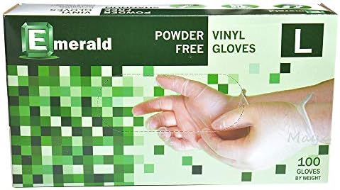 Винилови ръкавици без прах Emerald Shannon - Големи. Опаковка от 100 Ръкавици