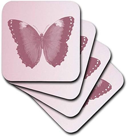 3dRose CST_195685_1 Меки подложки с розови пеперуди (комплект от 4 броя)