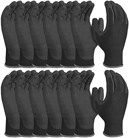 Защитни тънки работни ръкавици FJDZ с антиоксидантна полиуретанова боя с покритие - 12 двойки за точност, градинарство, обща