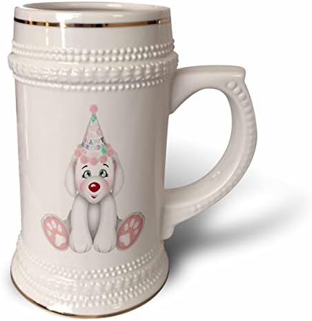 3D Сладко розово-бяла снимка на Кученце честит Рожден Ден - Чаша за стейна на 22 унция (stn_354847_1)