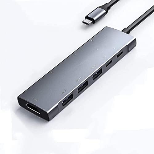 ХЪБ YASEZ USB C със зареждането на 4K PD, устройство за четене на карти SD / Micro USB 3.0, жак за слушалки 3.5