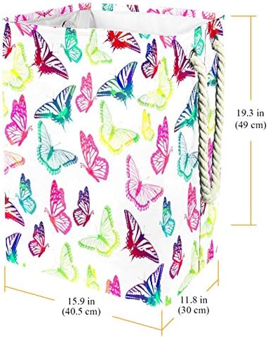 Кошница за дрехи MAPOLO, Рой Многоцветни пеперуди, Сгъваема Кошница за съхранение на бельо с Дръжки, Подвижни