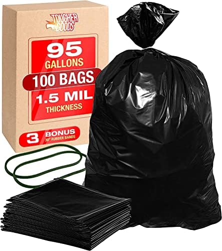 Заредете черни торби за боклук – Подложка за боклук капацитет на резервоарите за течно гориво 95 литра за отпадъци,