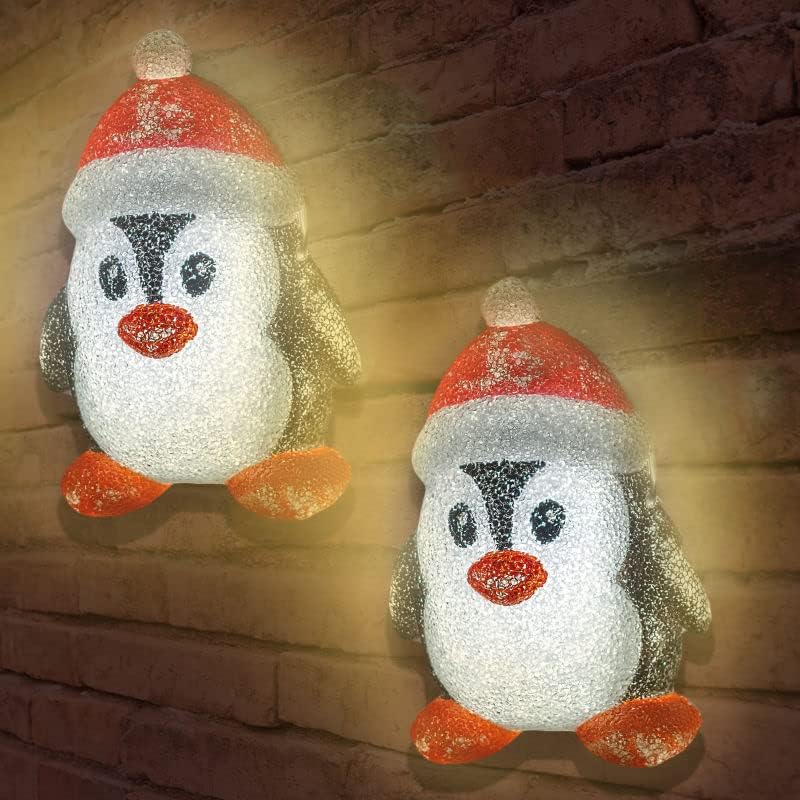 JOYIN 2 бр. Коледни светлинни седалките за верандата, за външно осветление, коледна украса, коледни партита, връчването на подаръци и много други! (Корица с пингвин)