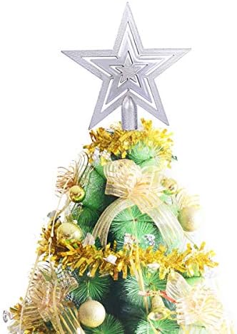 Angoily 1БР 20 см Коледно Дърво Topper Звезда Весела Коледа Елха и Звезда на Фестивала Украса (Сребро)