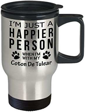 Кафеена Чаша За Любителите на кучета В Пътуване - Щастлив Човек С Coton Де Тулеар -Подаръци За спасението на Собствениците