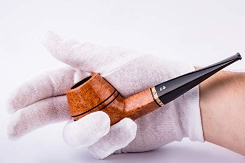 Дървена тръба за пушене на тютюн, вырезанная ръчно от корен на шипка, Подходящ за филтър 9 мм, предлага се с калъф, Опаковани в кутия (Булдог, злато)