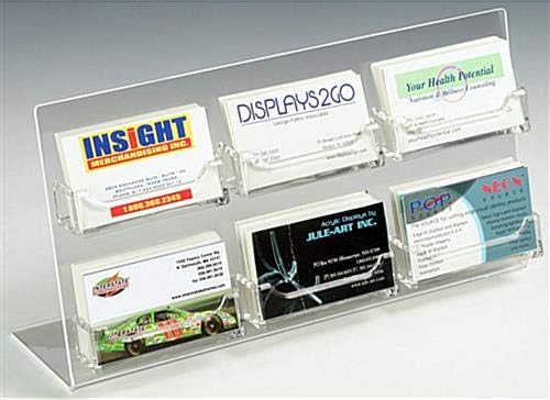 FixtureDisplays® Комплект от 10 Акрилни притежателите на визитки с 6 джобове за плотове, Наклонена Облегалка, Отворени джобове
