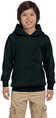 By Hanes Youth Пуловер с качулка EcoSmart тегло 78 грама 50/50 - Black - XS - (Стил P473 - Оригинален стикер)