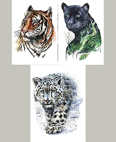 Племенни Дизайни Леопард, Крал на Тигри, Животни, Фалшива Татуировка, 3 Листа, Водоустойчив Временна Татуировка,
