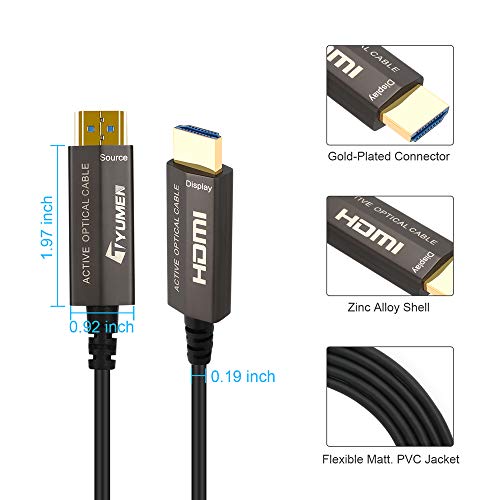 ТЮМЕН оптичен кабел HDMI 100FT - Високоскоростен Оптичен кабел HDMI, поддържа Ethernet 4K 60Hz, 4: 4: 4, HDR10, ARC, HDCP2.2,