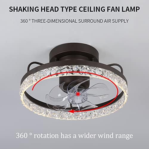 Вентилатори CUTYZ с Лампи, Кристал вентилатор на Тавана с осветление и Дистанционно управление, Ротация на 360°,