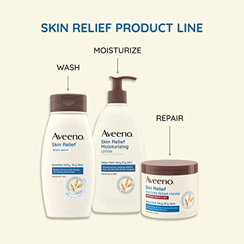 Хидратиращ лосион Aveeno Skin Relief за много суха кожа с успокояващо Тройна формула от Овесени ядки и масло от