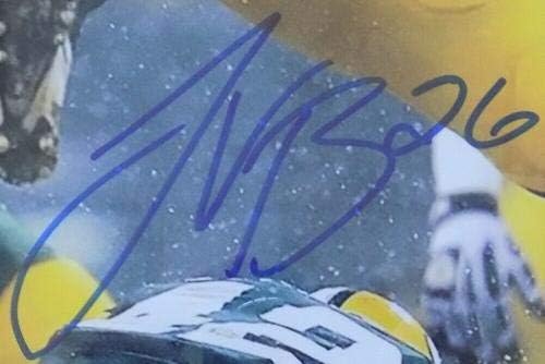 Левон Бел Питсбърг Стийлърс Подписа Снимка с препятствия в снега Размер 16х20 мм В Рамката на JSA - Снимки NFL с автограф