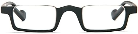 KoKoBin Очила за четене с половинки, очила за четене с половинными лещи, Квадратни Модни Ридеры за мъже и Жени, Черен 2,50
