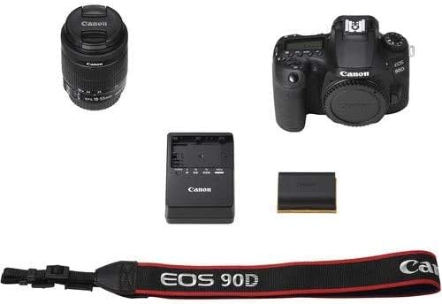 - Рефлексен фотоапарат Canon EOS 90C с комплект обективи на Canon 18-55 мм STM + Професионални Аксесоари за фото и видео, включително и 128 GB памет, светодиодна подсветка, конденза