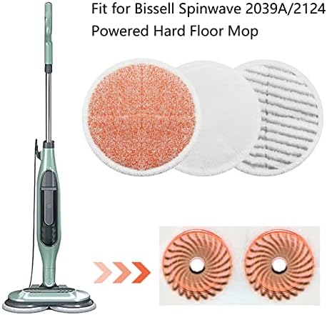 Набор от сменяеми подложки за парцал Spinwave от 8 опаковки, съвместим с Bissell Spinwave 2039A 2124: 4 Трайни подложки